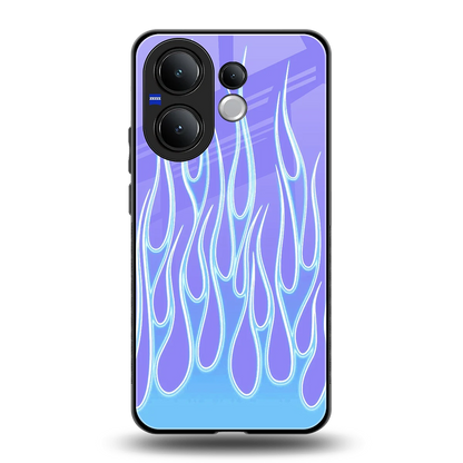 Flames Blue back phone cover | glass case for vivo v60