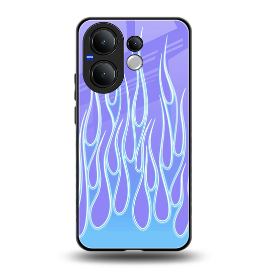 Flames Blue back phone cover | glass case for vivo v60