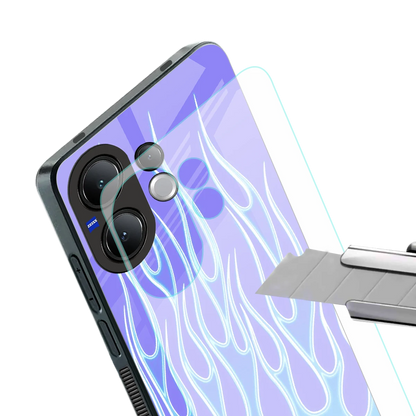 Flames Blue stylish phone case for vivo v60 | glossy glass and slim fit