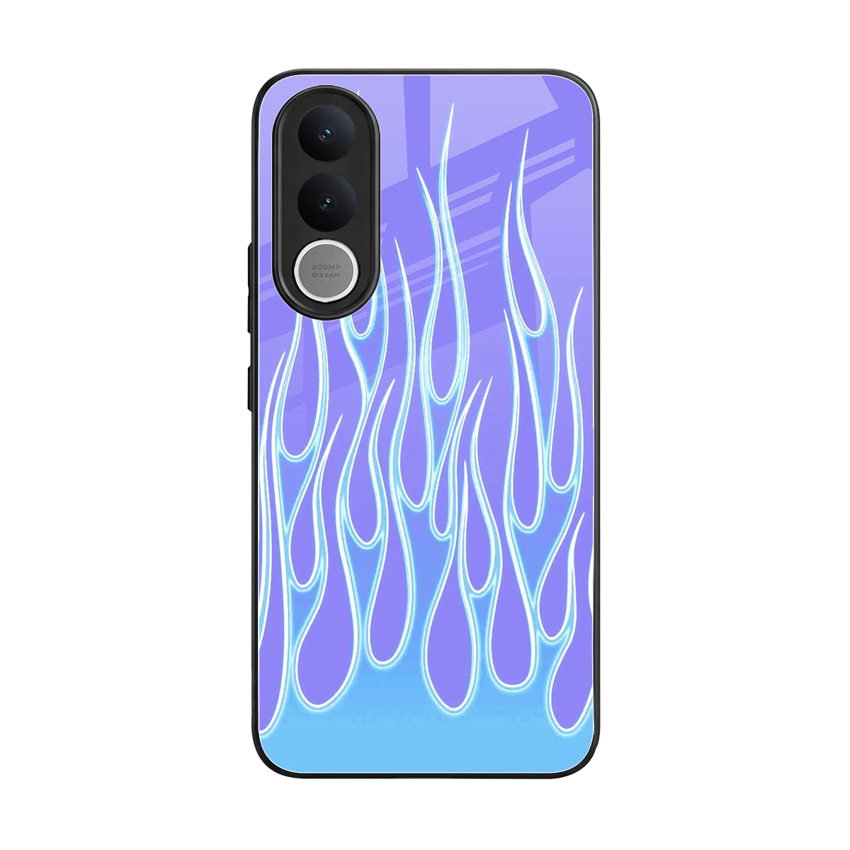 Flames Blue back phone cover | glass case for vivo v70 fe