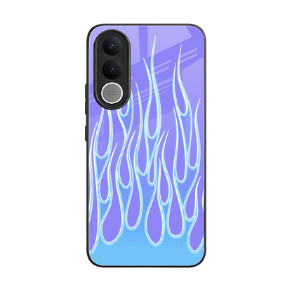 Flames Blue back phone cover | glass case for vivo v70 fe