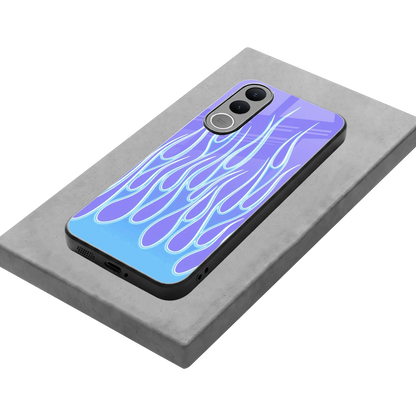 Flames Blue stylish phone case for vivo v70 fe | glossy glass and slim fit