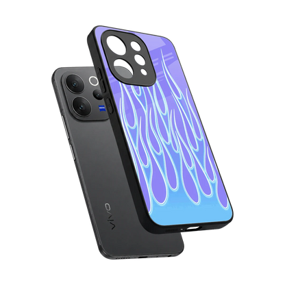 Flames Blue sleek vivo v70 cover with tempered glass back and TPU edges