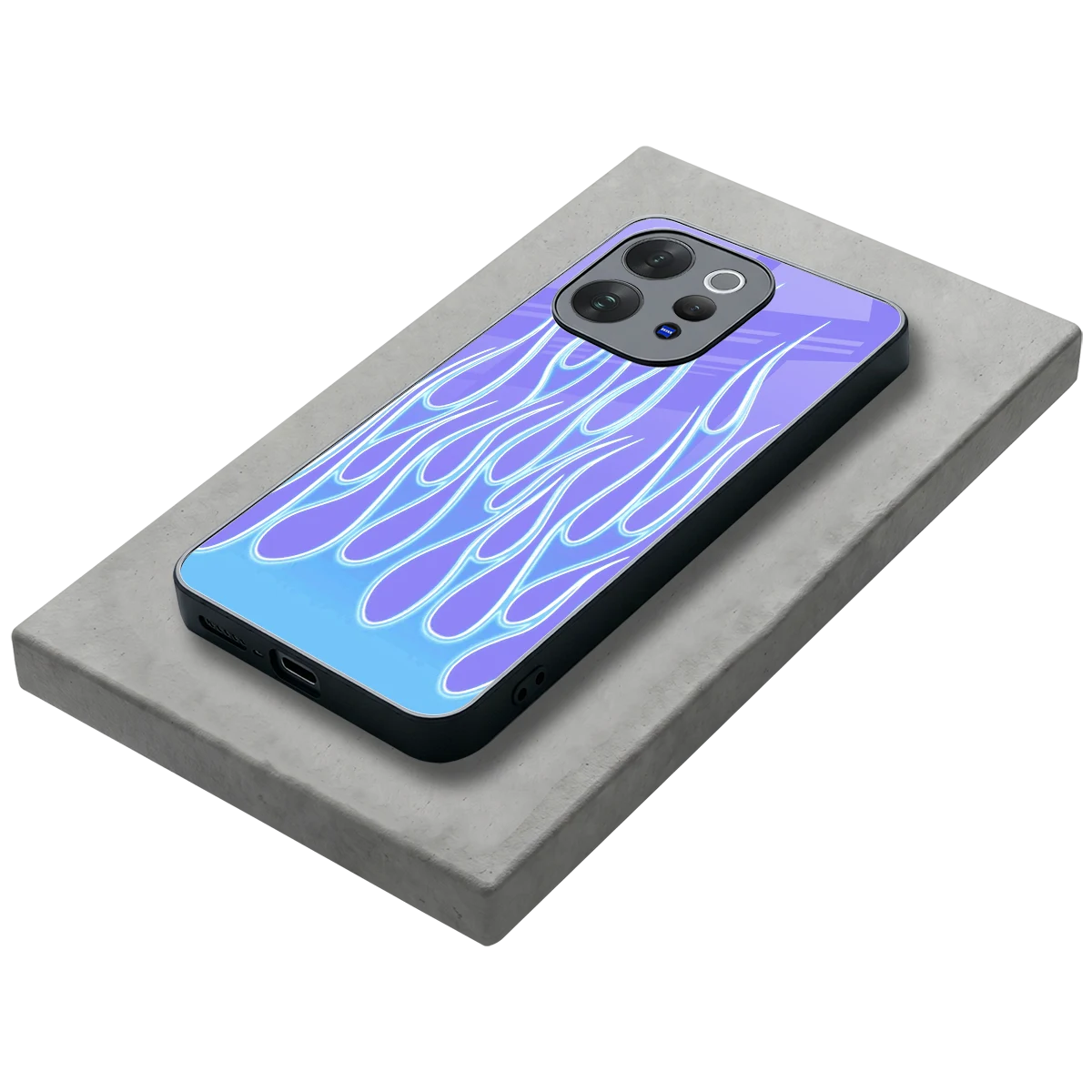 Flames Blue stylish phone case for vivo v70 | glossy glass and slim fit
