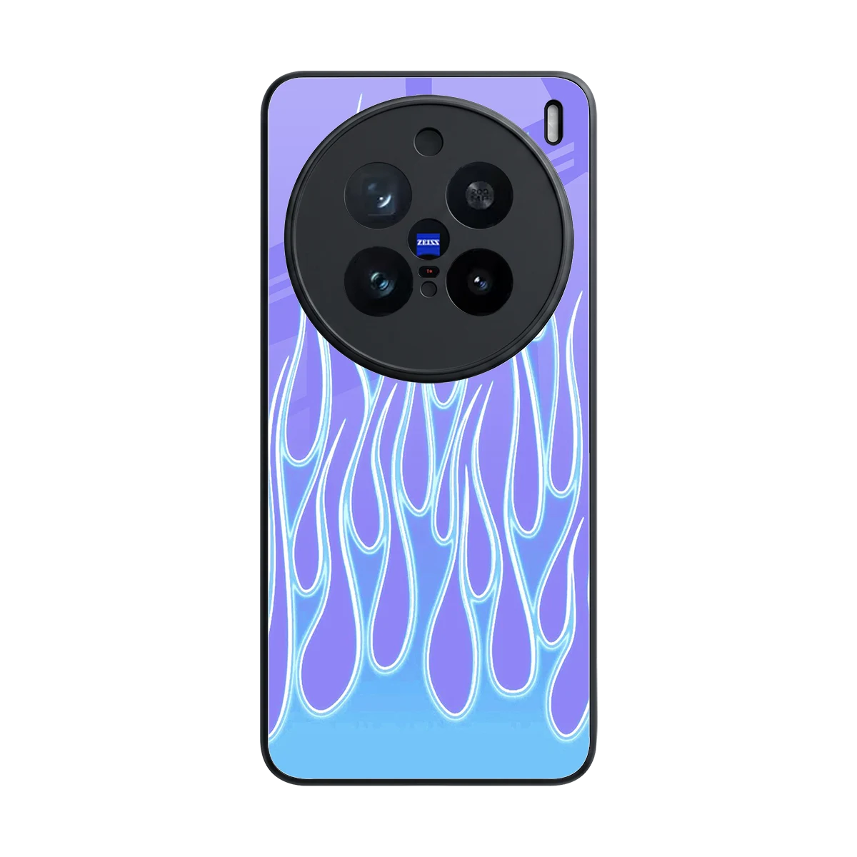 Flames Blue back phone cover | glass case for vivo x200 pro