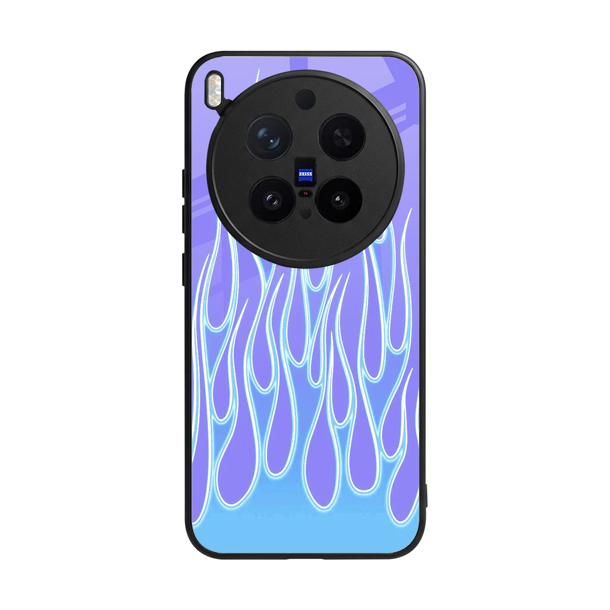 Flames Blue back phone cover | glass case for vivo x300 pro