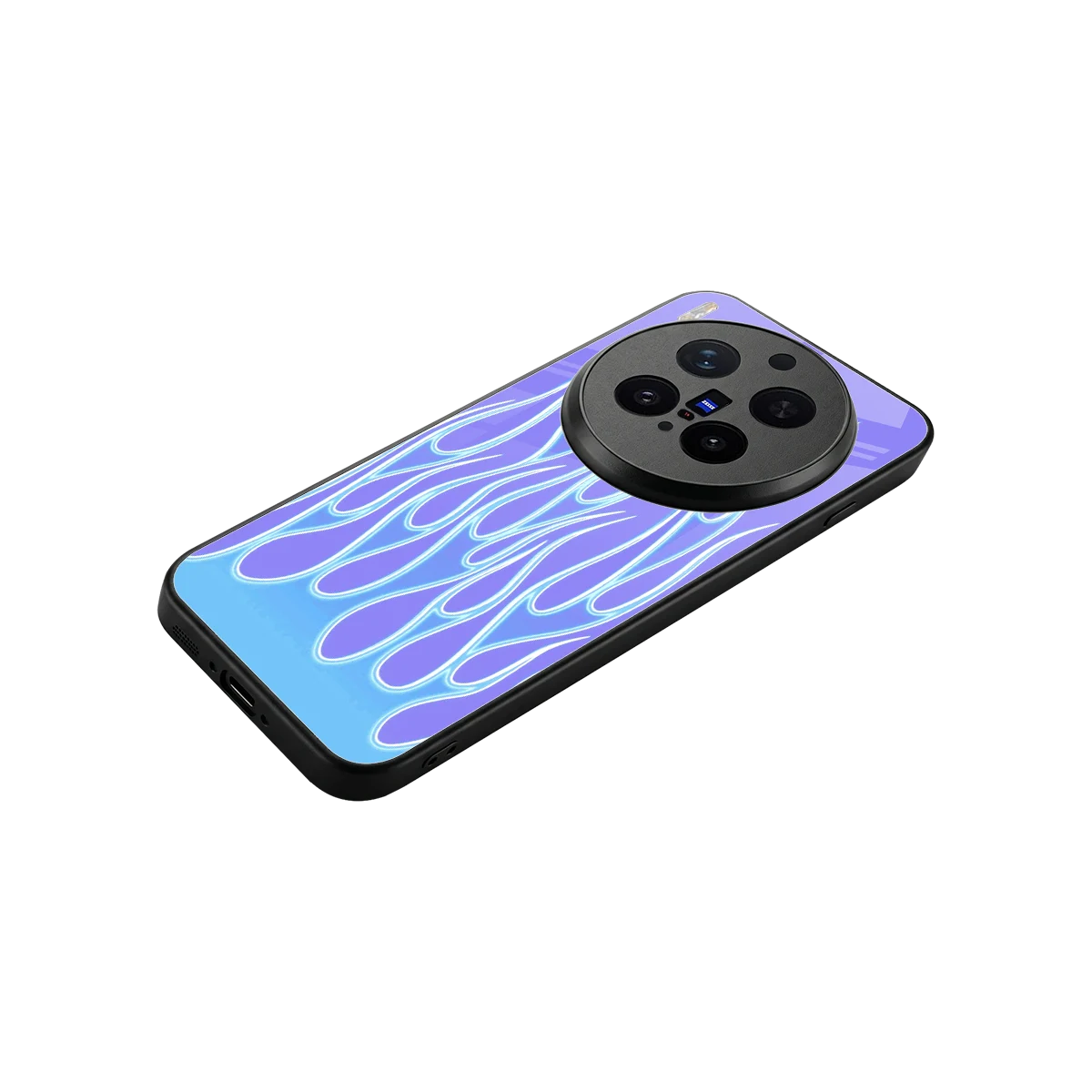 Flames Blue stylish phone case for vivo x300 pro | glossy glass and slim fit