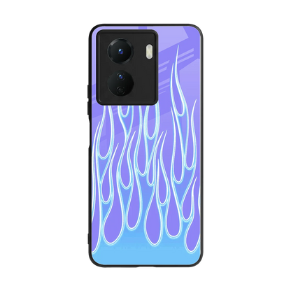 Flames Blue back phone cover | glass case for vivo y16