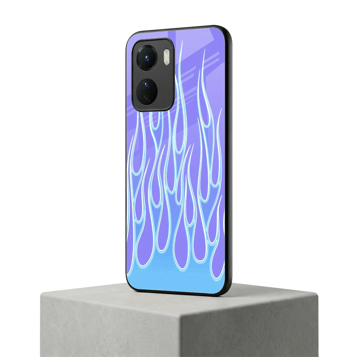 Flames Blue vivo y16 mobile cover | shockproof glass phone case