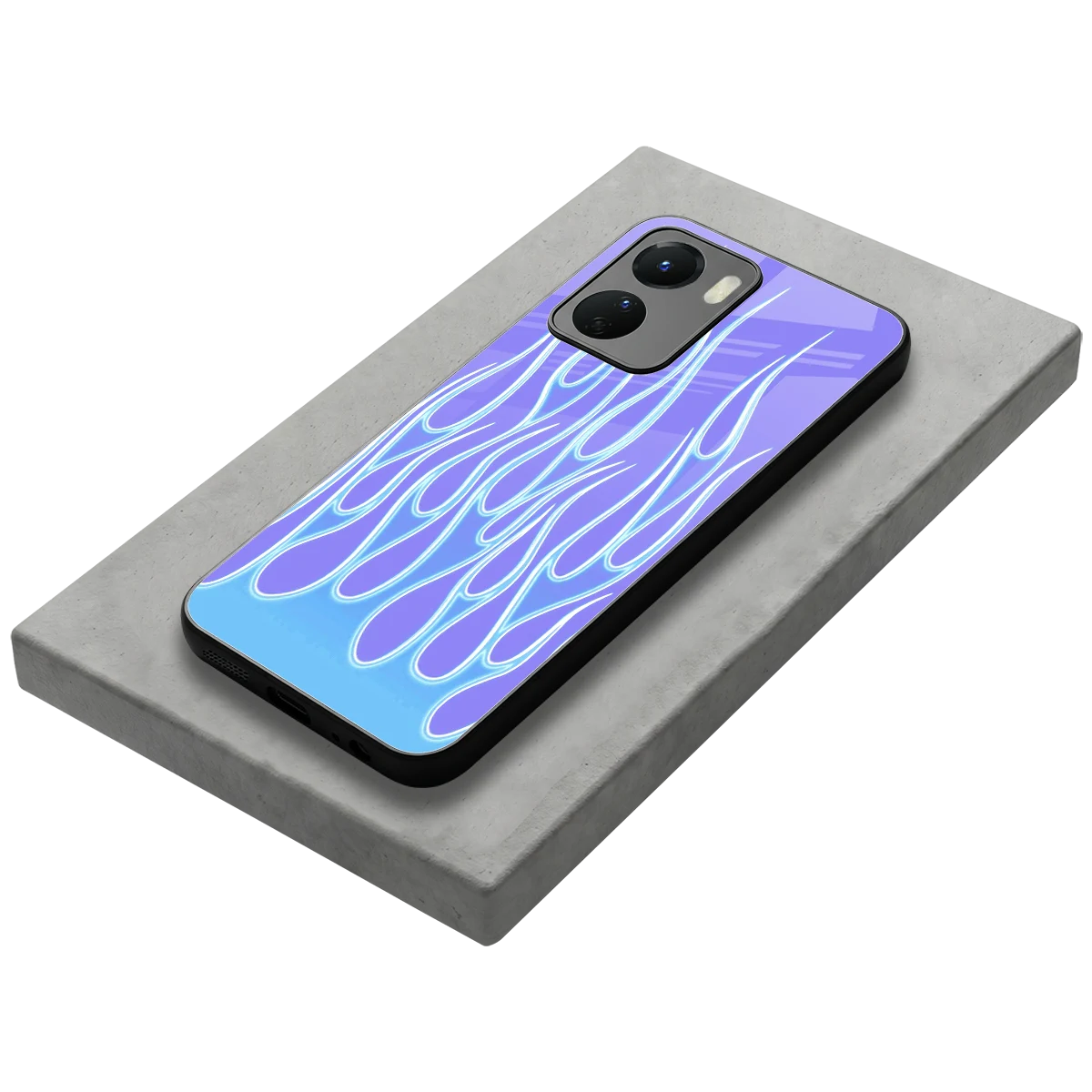 Flames Blue stylish phone case for vivo y16 | glossy glass and slim fit