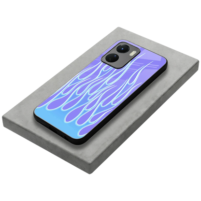Flames Blue stylish phone case for vivo y16 | glossy glass and slim fit