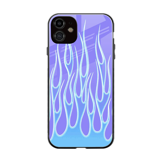 Flames Blue back phone cover | glass case for iphone 12