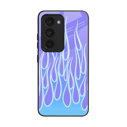 Flames Blue back phone cover | glass case for redmi 15 5g
