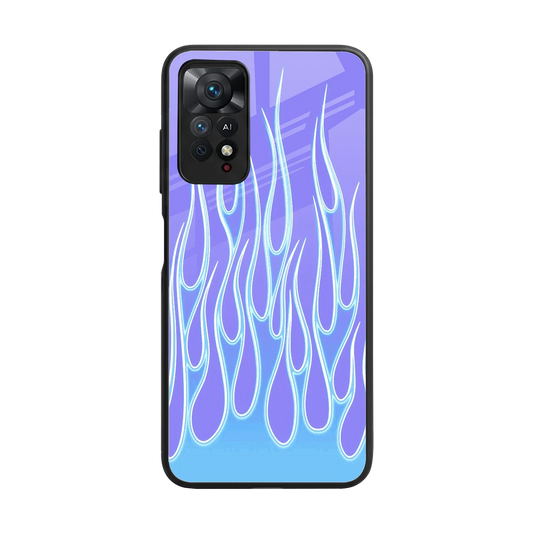 Flames Blue back phone cover | glass case for redmi note 11 pro