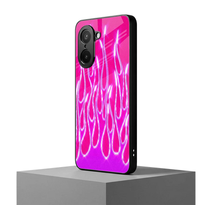 Flames Hot Pink oneplus nord ce5 5g mobile cover | shockproof glass phone case