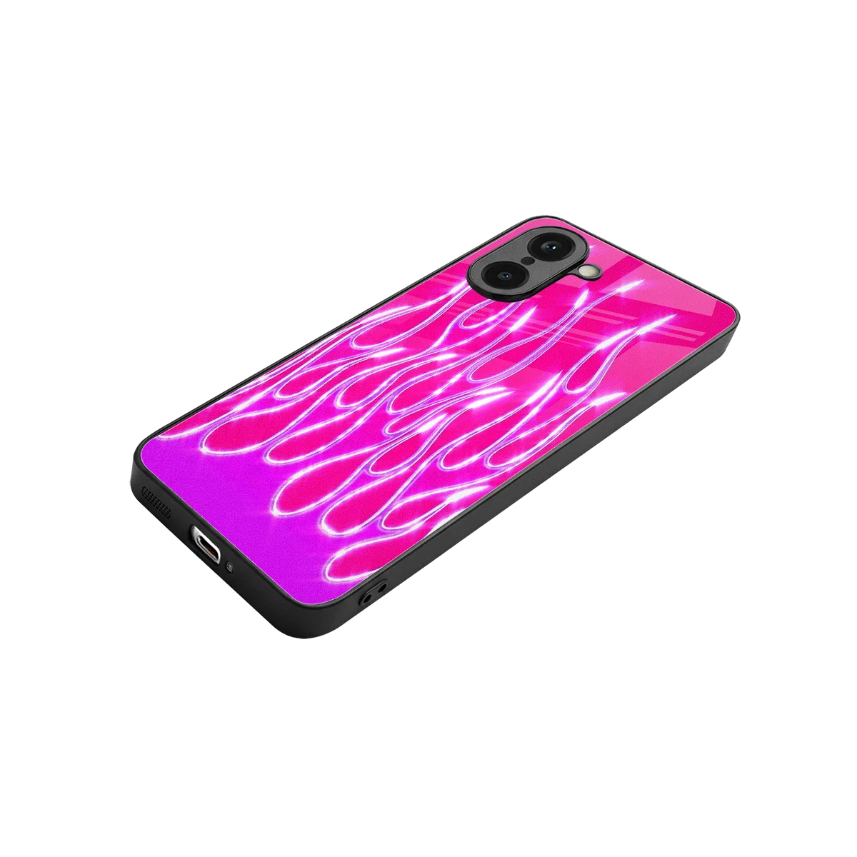 Flames Hot Pink stylish phone case for oneplus nord ce5 5g | glossy glass and slim fit