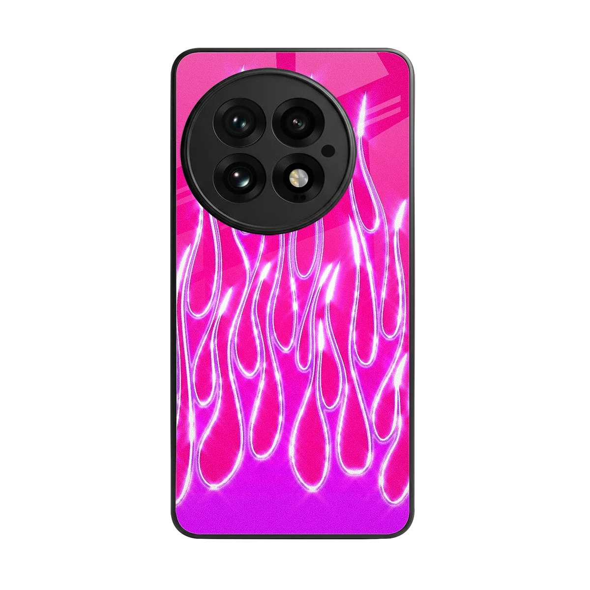 Flames Hot Pink back phone cover | glass case for oneplus 13