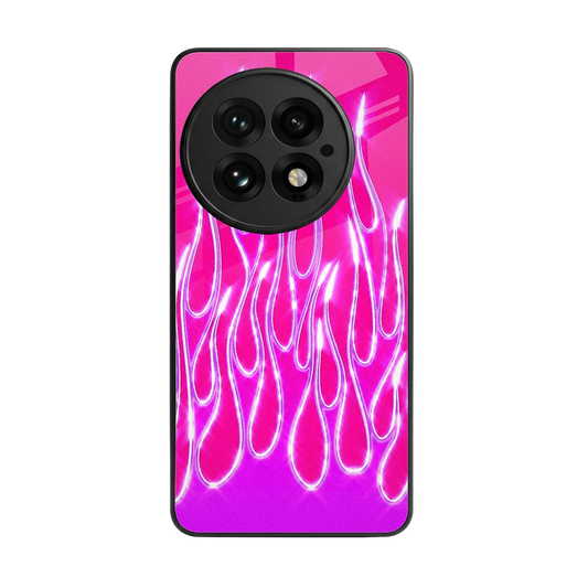 Flames Hot Pink back phone cover | glass case for oneplus 13