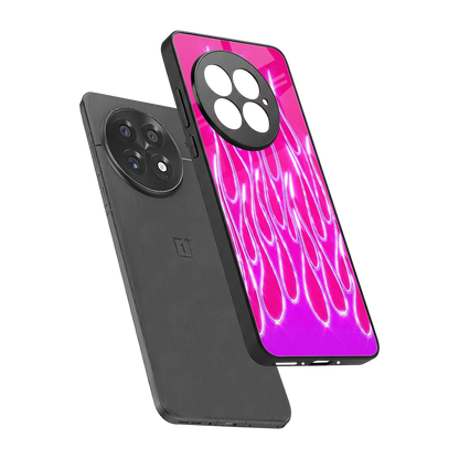 Flames Hot Pink sleek oneplus 13 cover with tempered glass back and TPU edges