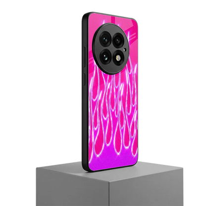 Flames Hot Pink oneplus 13 mobile cover | shockproof glass phone case