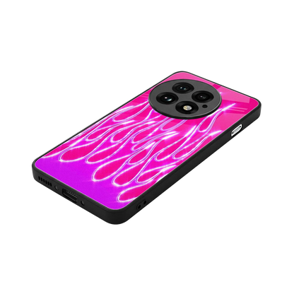 Flames Hot Pink stylish phone case for oneplus 13 | glossy glass and slim fit