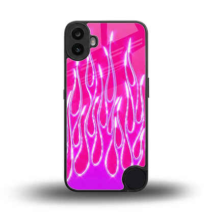 Flames Hot Pink back phone cover | glass case for cmf nothing phone 1