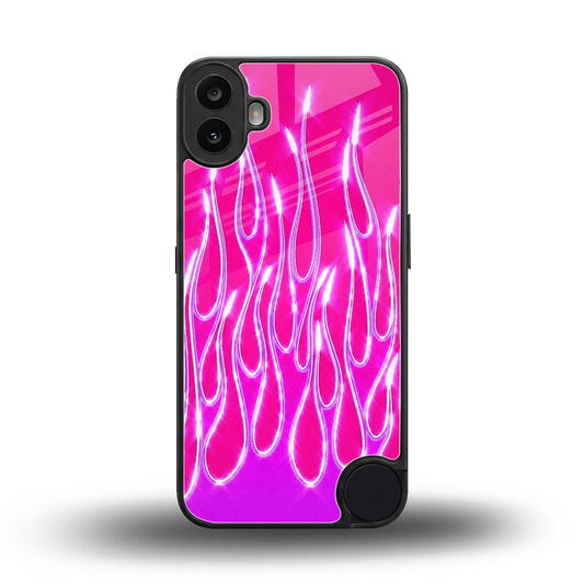 Flames Hot Pink back phone cover | glass case for cmf nothing phone 1