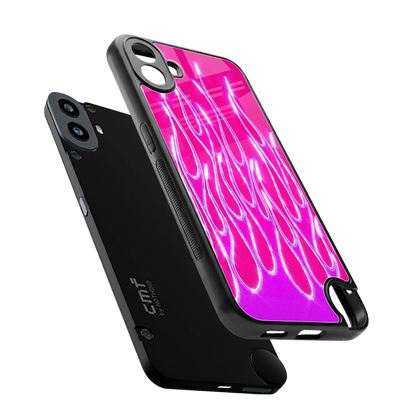 Flames Hot Pink sleek cmf nothing phone 1 cover with tempered glass back and TPU edges