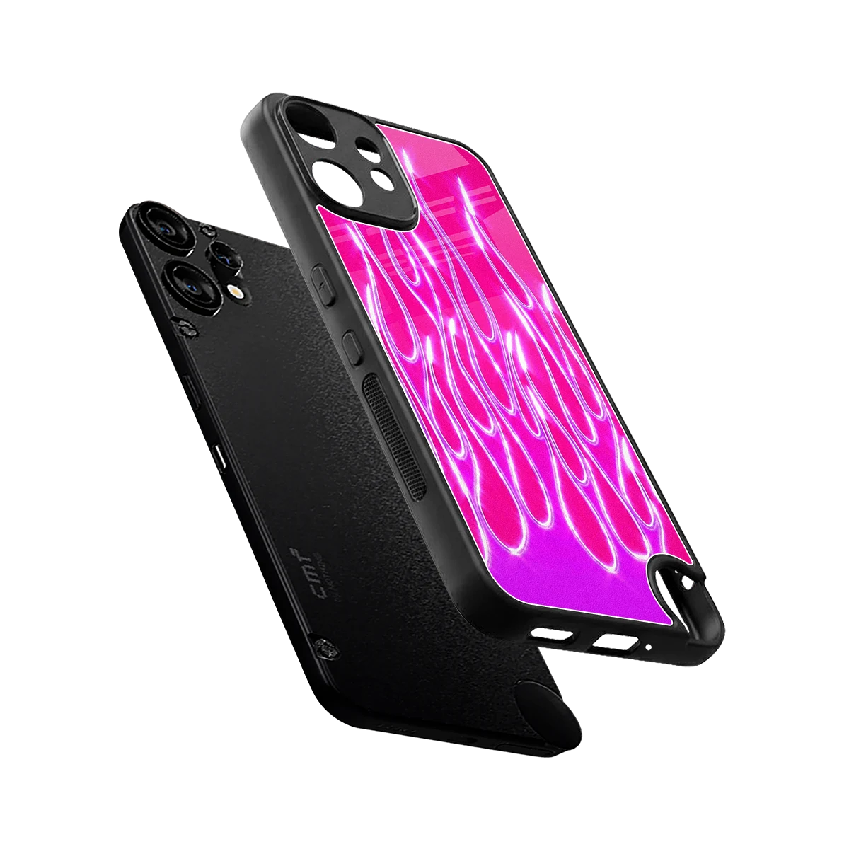 Flames Hot Pink sleek cmf nothing phone 2 pro cover with tempered glass back and TPU edges