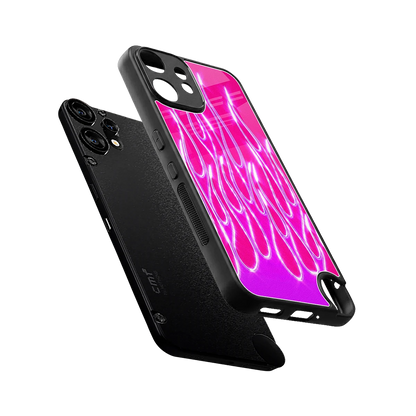 Flames Hot Pink sleek cmf nothing phone 2 pro cover with tempered glass back and TPU edges