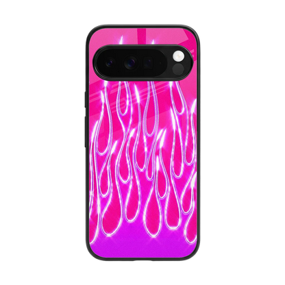 Flames Hot Pink back phone cover | glass case for google pixel 10 pro xl