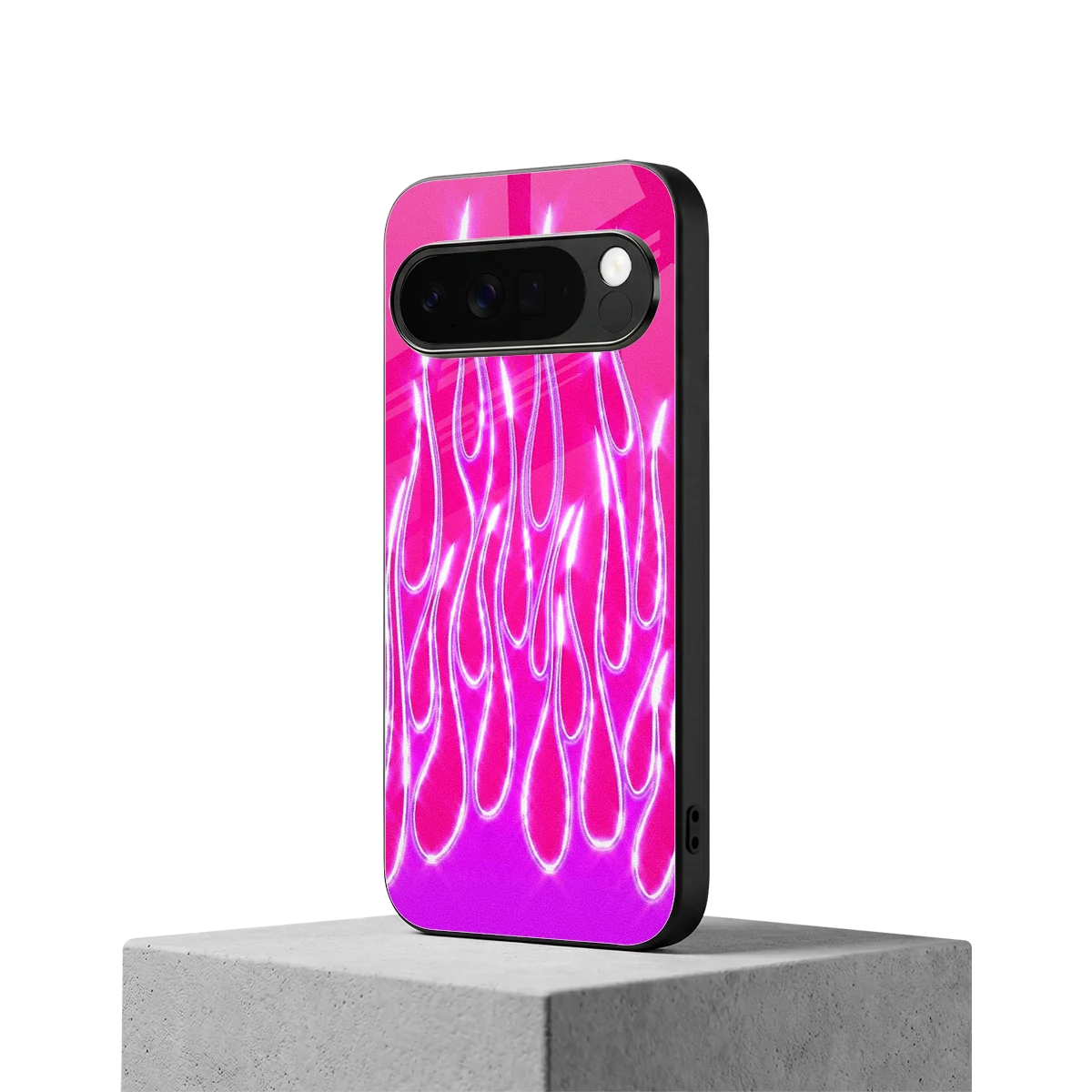 Flames Hot Pink google pixel 10 pro xl mobile cover | shockproof glass phone case