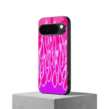 Flames Hot Pink google pixel 10 pro xl mobile cover | shockproof glass phone case