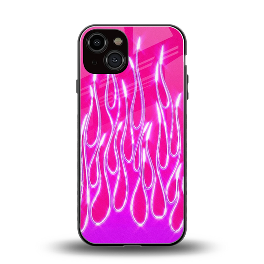 Flames Hot Pink back phone cover | glass case for iphone 13