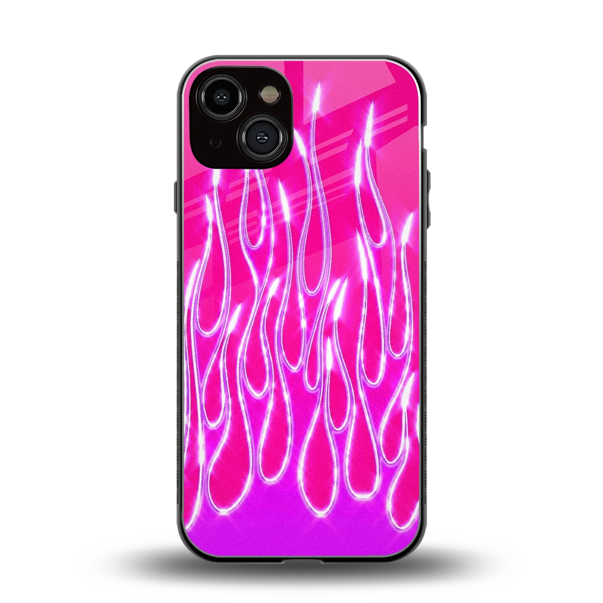 Flames Hot Pink back phone cover | glass case for iphone 14