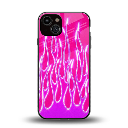 Flames Hot Pink back phone cover | glass case for iphone 14