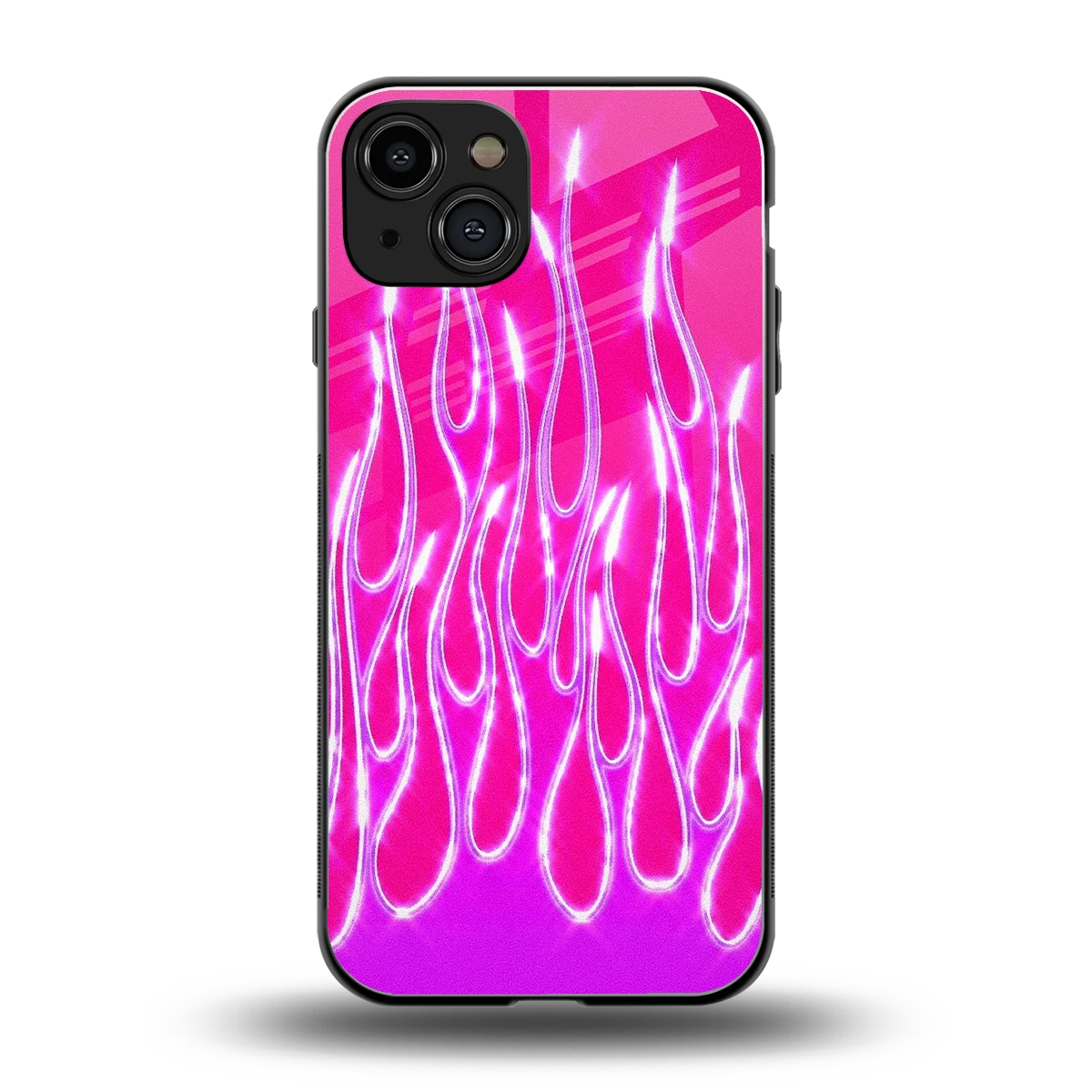 Flames Hot Pink back phone cover | glass case for iphone 15