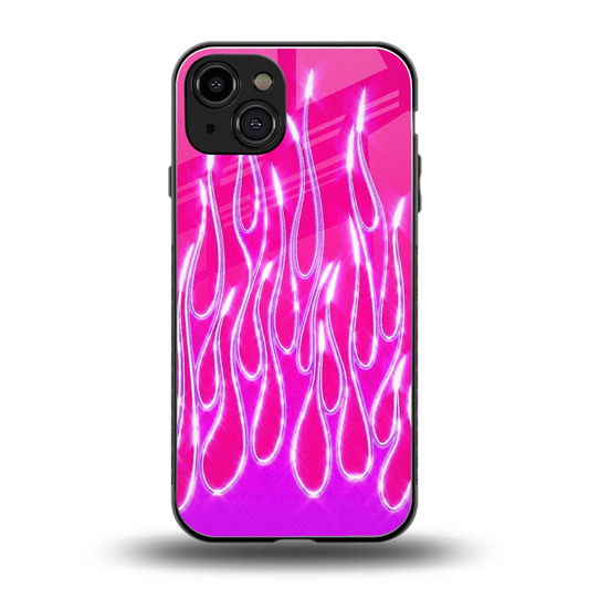 Flames Hot Pink back phone cover | glass case for iphone 15
