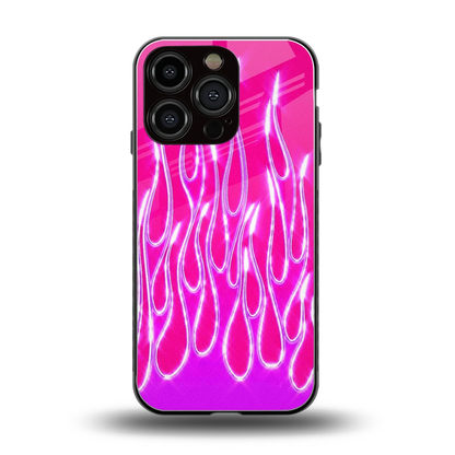 Flames Hot Pink back phone cover | glass case for iphone 16 pro