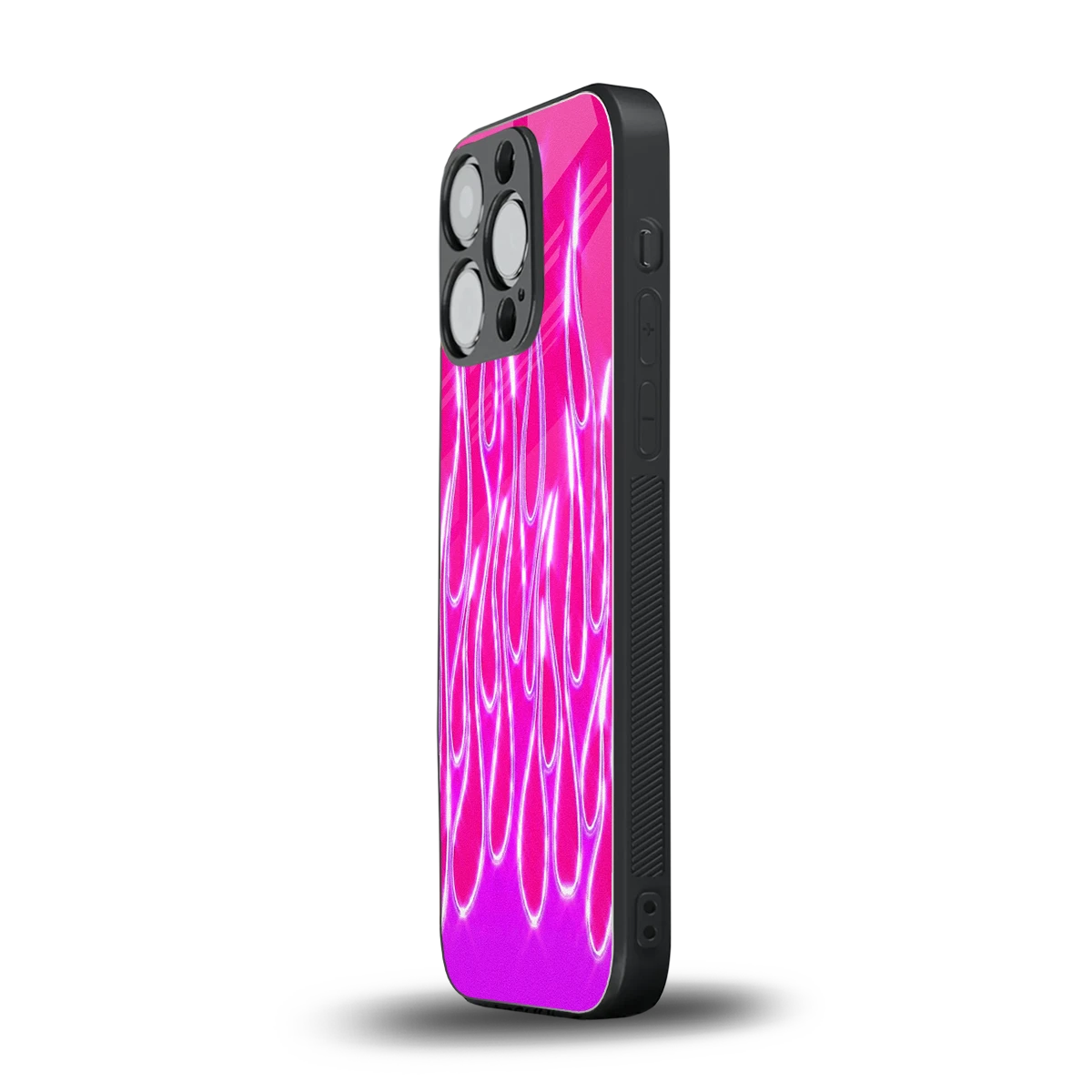 Flames Hot Pink iphone 16 pro mobile cover | shockproof glass phone case