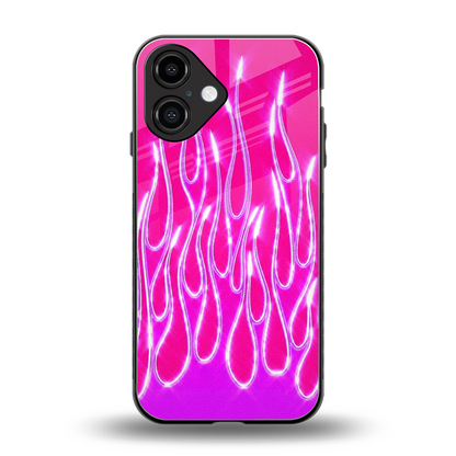 Flames Hot Pink back phone cover | glass case for iphone 16
