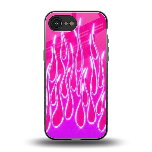 Flames Hot Pink back phone cover | glass case for iphone 16e