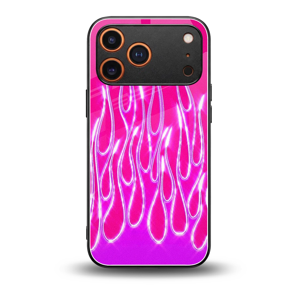 Flames Hot Pink back phone cover | glass case for iphone 17 pro