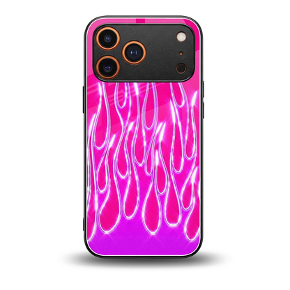 Flames Hot Pink back phone cover | glass case for iphone 17 pro
