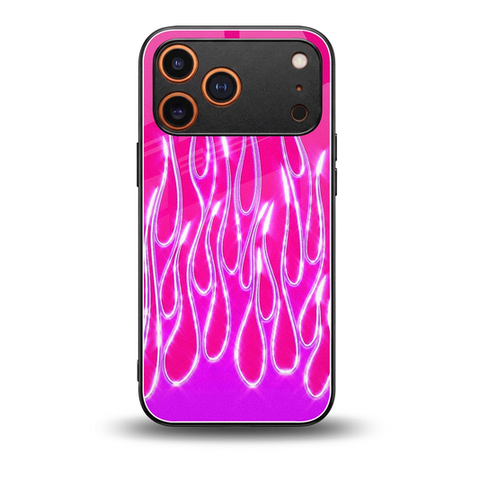 Flames Hot Pink back phone cover | glass case for iphone 17 pro max