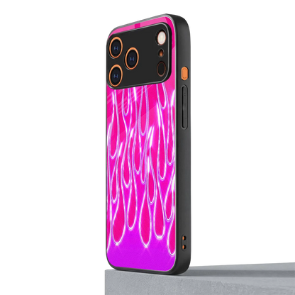 Flames Hot Pink iphone 17 pro mobile cover | shockproof glass phone case