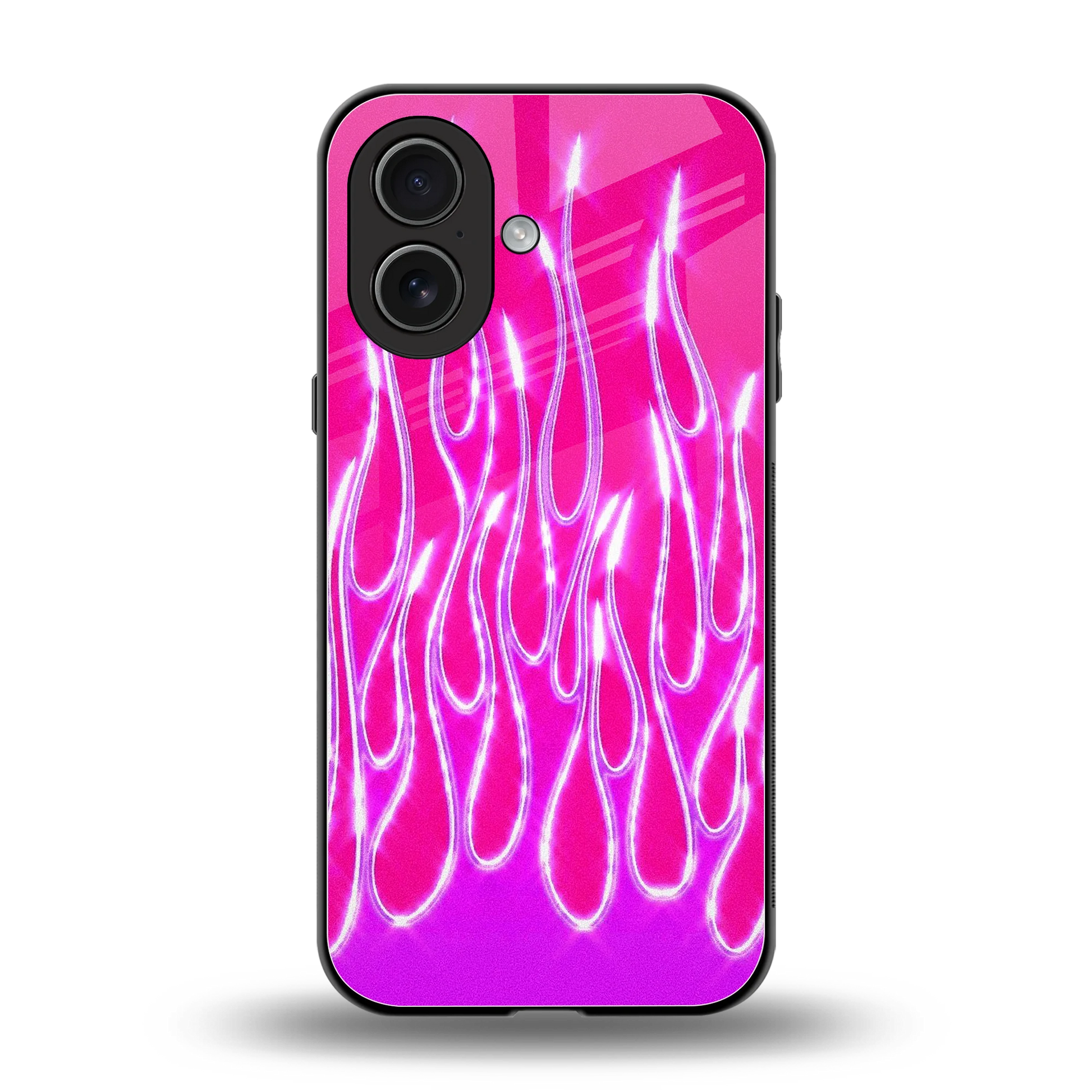 Flames Hot Pink back phone cover | glass case for iphone 17