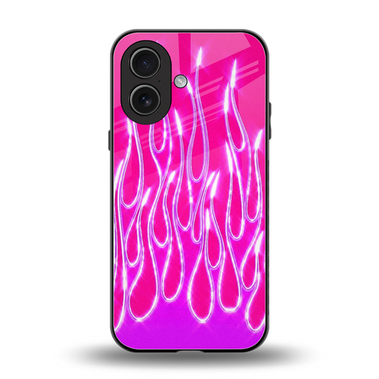 Flames Hot Pink back phone cover | glass case for iphone 17