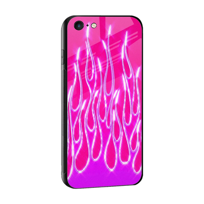 Flames Hot Pink sleek iphone 6s cover with tempered glass back and TPU edges
