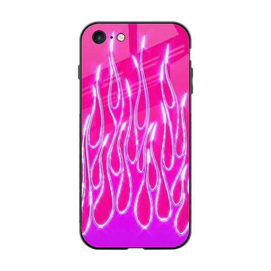 Flames Hot Pink back phone cover | glass case for iphone 7
